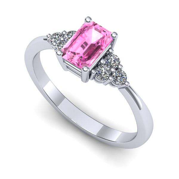 Inel din aur alb cu safir roz