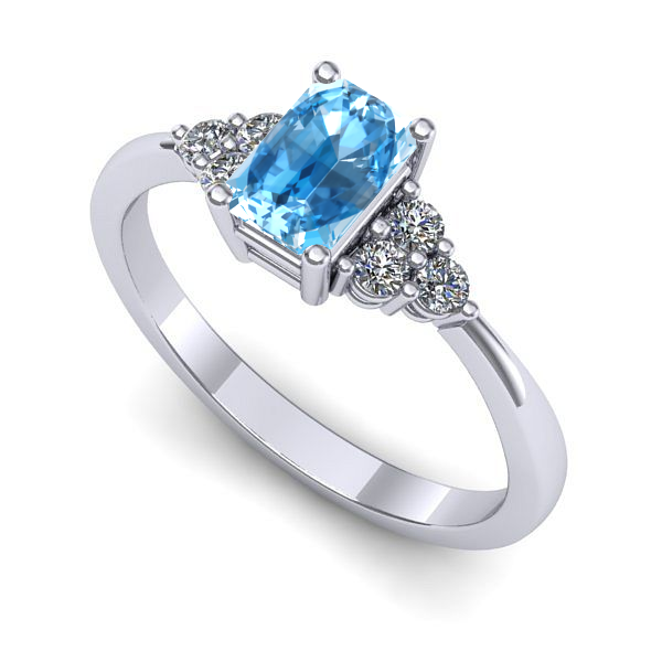 Inel din aur alb cu topaz blue