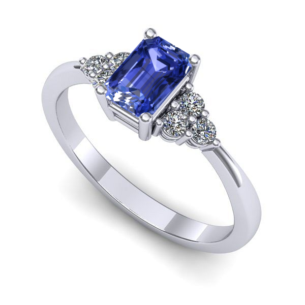 Inel logodna din aur alb cu tanzanit