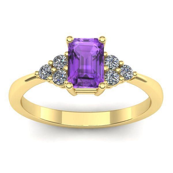 Inel cu ametist dreptunghiular