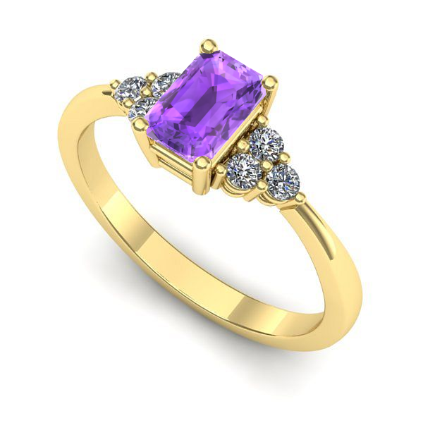 Inel logodna din aur galben cu ametist