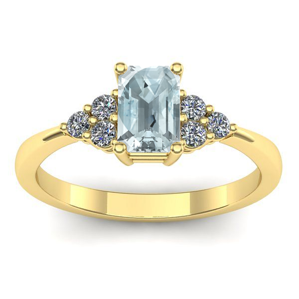 Inel de logodna cu aquamarin dreptunghiular