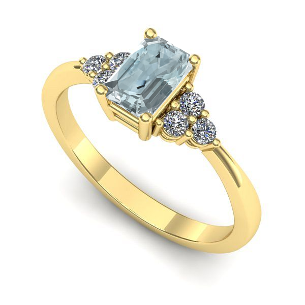 Inel din aur galben cu aquamarin