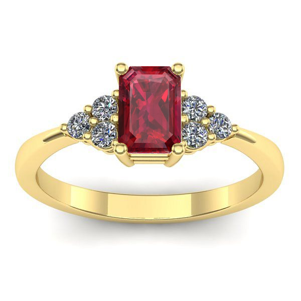 Inel logodna cu rubin dreptunghiular