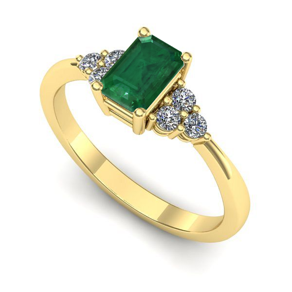 Inel de logodna din aur galben cu smarald