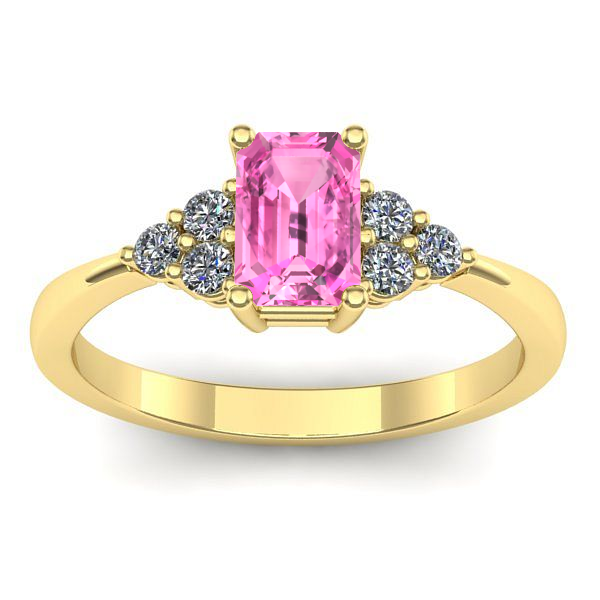 Inel logodna cu safir roz dreptunghiular