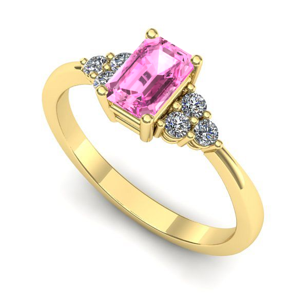 Inel logodna din aur galben cu safir roz