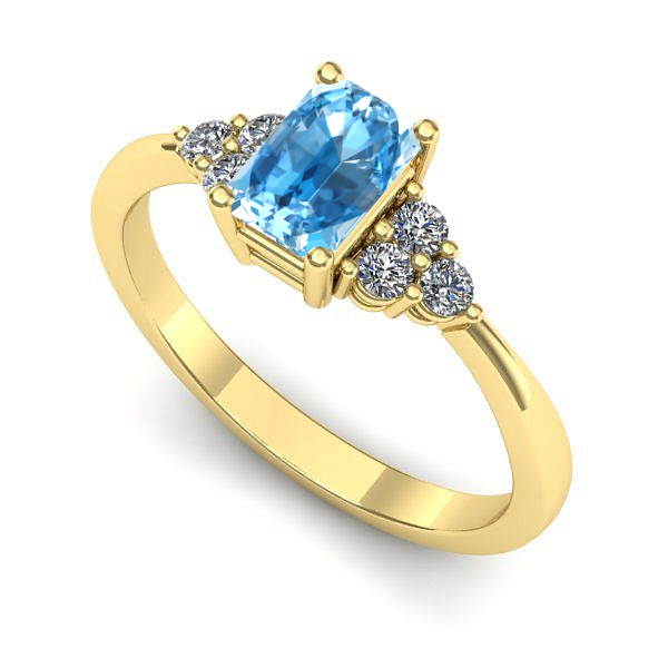 Inel logodna din aur galben cu topaz blue