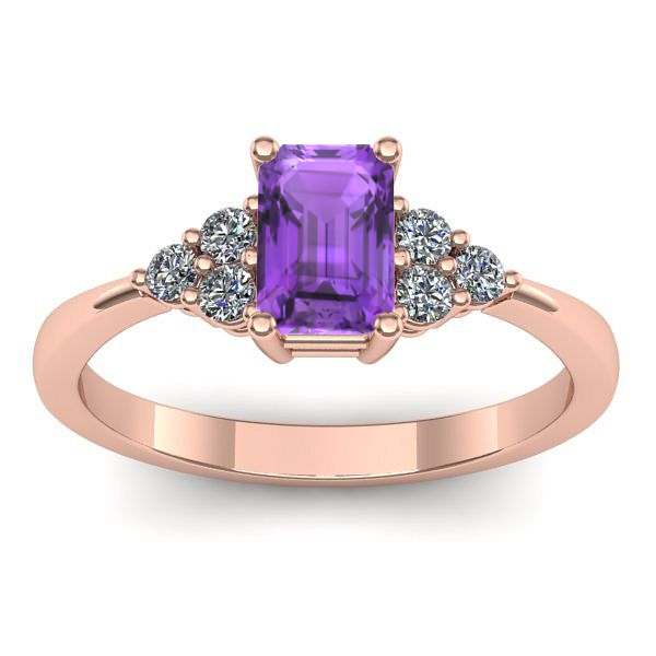 Inel logodna cu ametist dreptunghiular