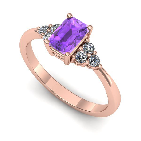 Inel logodna din aur roz cu ametist