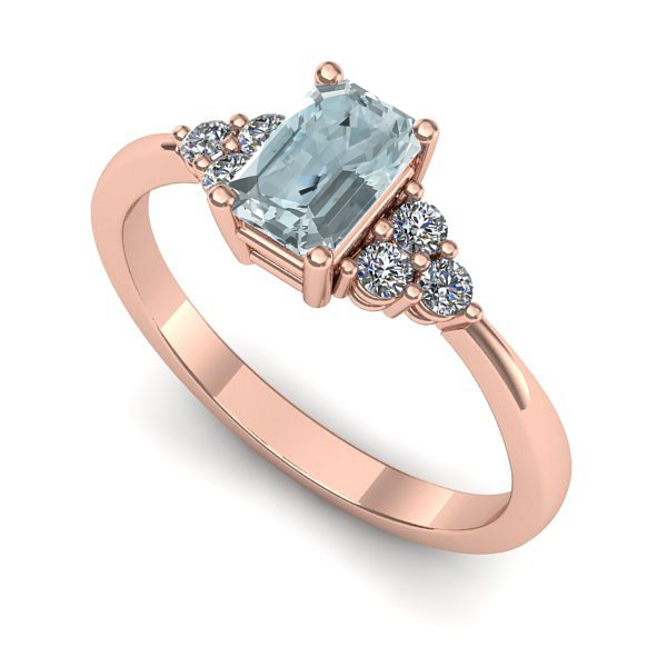 Inel din aur roz cu aquamarin