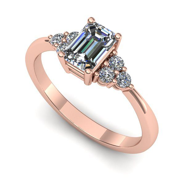 Inel de logodna din aur roz cu safir alb