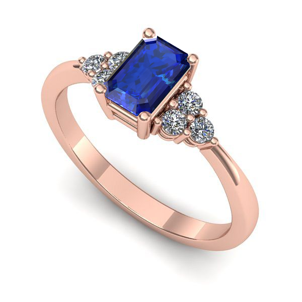 Inel logodna din aur roz cu safir