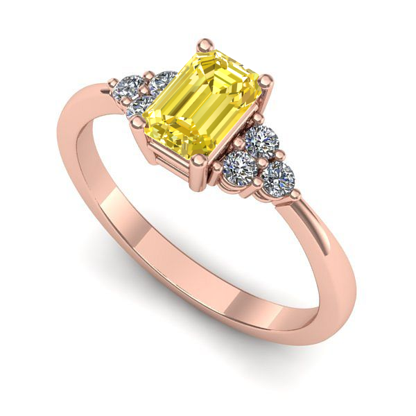 Inel logodna din aur roz cu safir galben