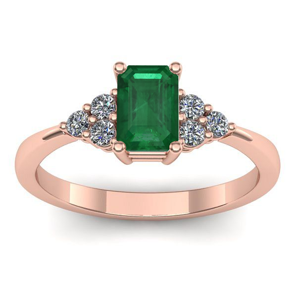 Inel logodna cu smarald dreptunghiular