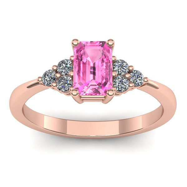 Inel cu safir roz dreptunghiular