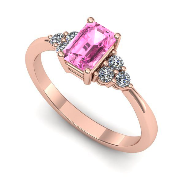 Inel logodna din aur roz cu safir roz