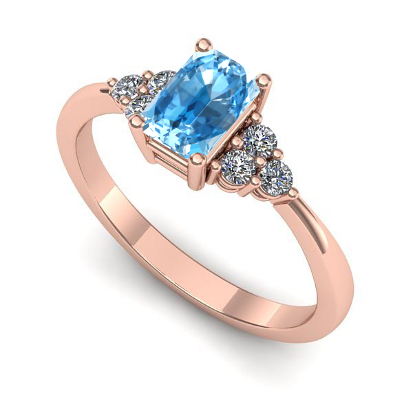 Inel logodna din aur roz cu topaz blue