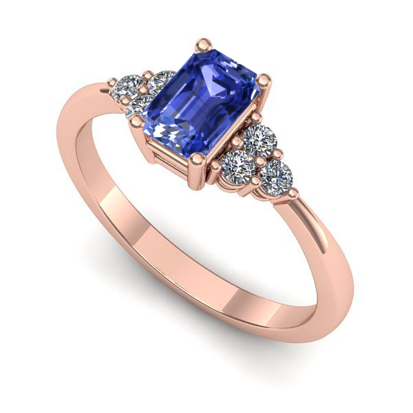 Inel din aur roz cu tanzanit