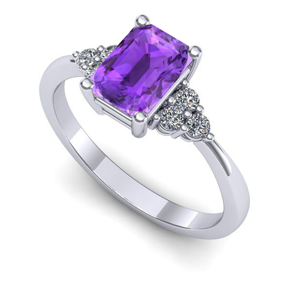 Inel logodna din aur alb cu ametist