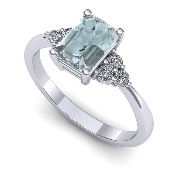 Inel din aur alb cu aquamarin