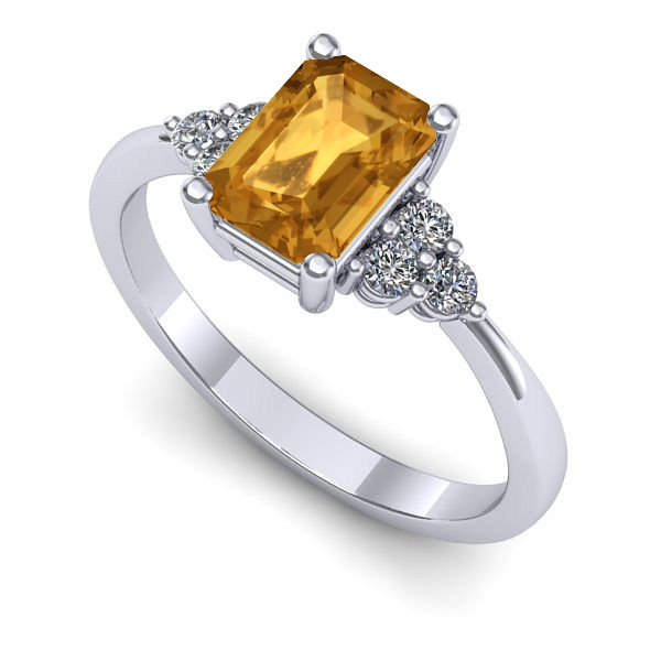 Inel de logodna din aur alb cu citrin