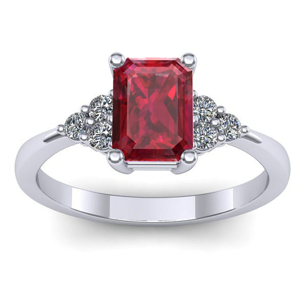 Inel logodna cu rubin dreptunghiular