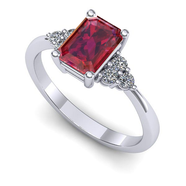 Inel de logodna din aur alb cu rubin