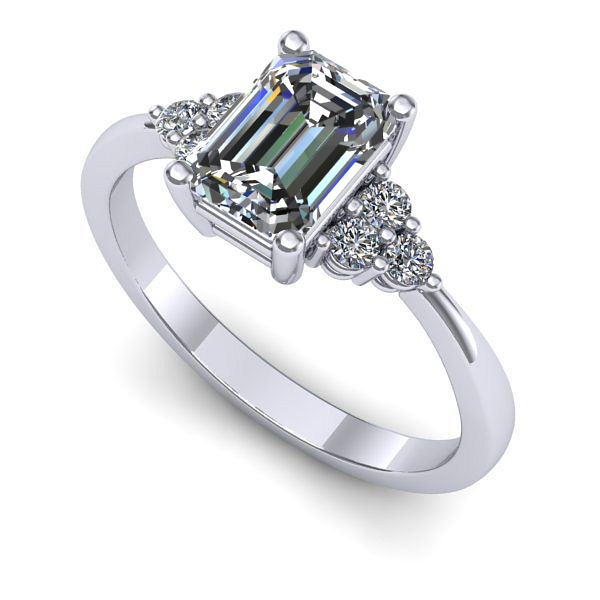 Inel de logodna din aur alb cu safir alb