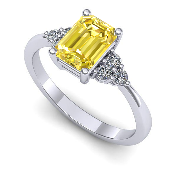 Inel din aur alb cu safir galben