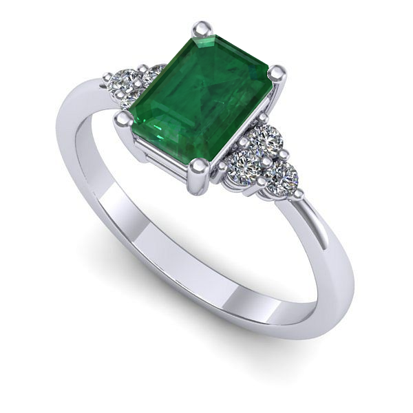 Inel de logodna din aur alb cu smarald