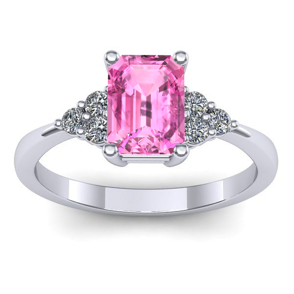 Inel logodna cu safir roz dreptunghiular