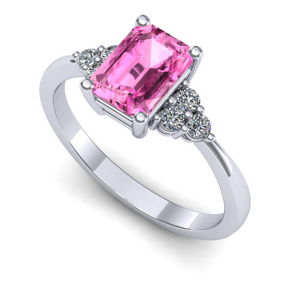 Inel logodna din aur alb cu safir roz