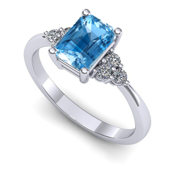 Inel logodna din aur alb cu topaz blue