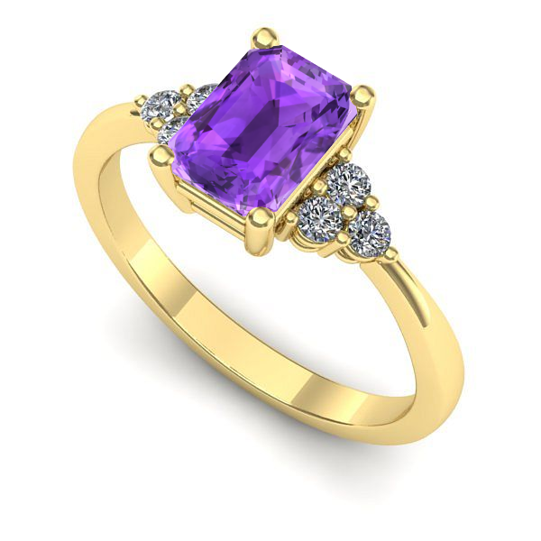 Inel logodna din aur galben cu ametist