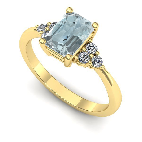 Inel de logodna din aur galben cu aquamarin