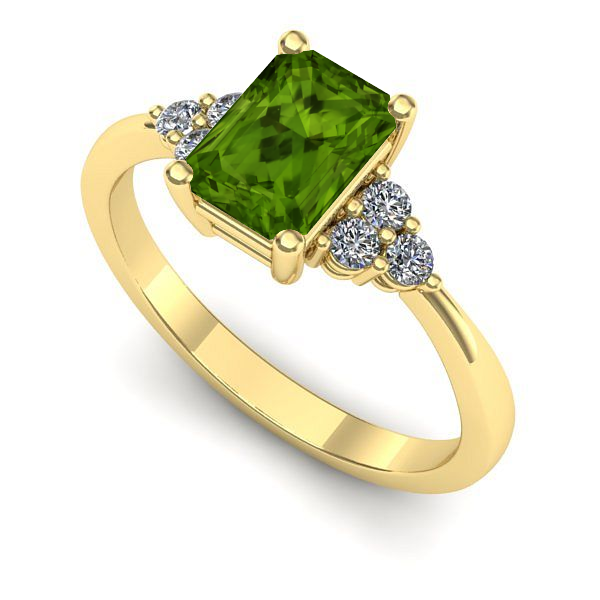 Inel logodna din aur galben cu peridot