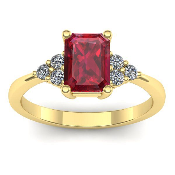 Inel de logodna cu rubin dreptunghiular