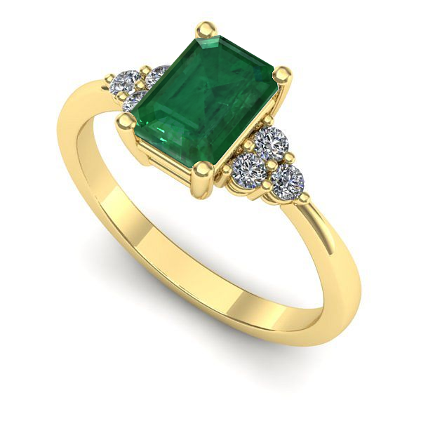 Inel de logodna din aur galben cu smarald