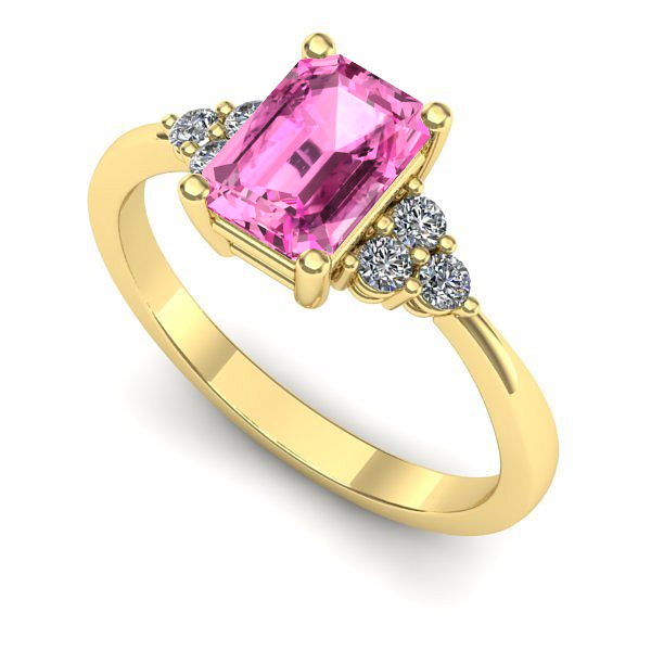 Inel din aur galben cu safir roz