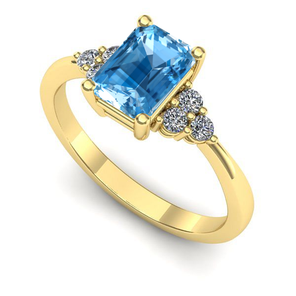 Inel de logodna din aur galben cu topaz blue