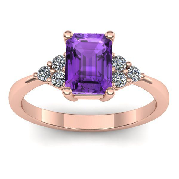 Inel cu ametist dreptunghiular