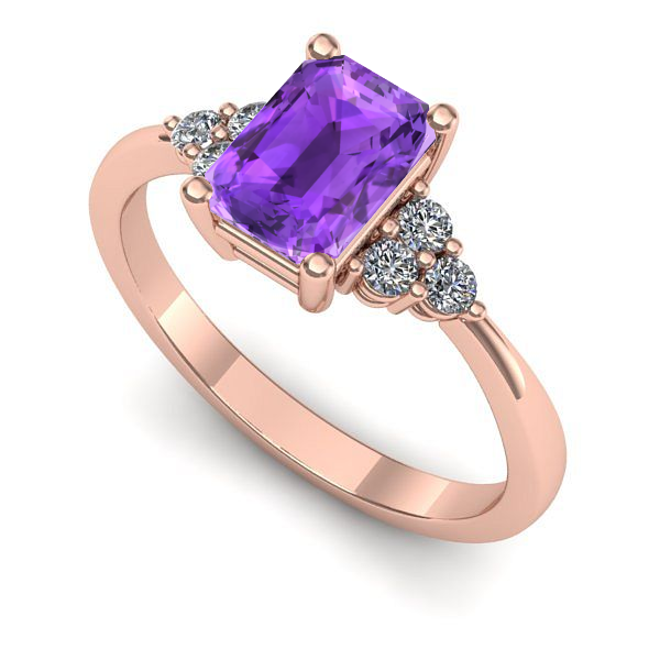 Inel de logodna din aur roz cu ametist