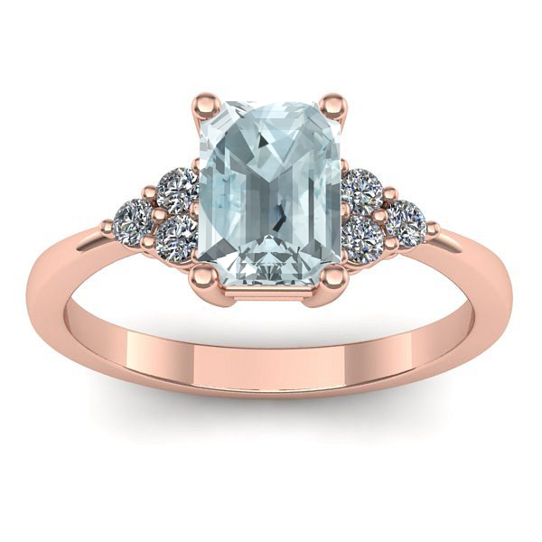 Inel logodna cu aquamarin dreptunghiular