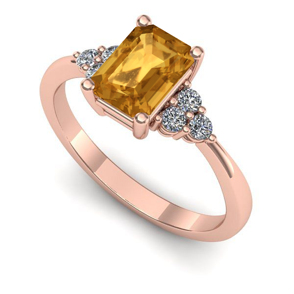 Inel logodna din aur roz cu citrin
