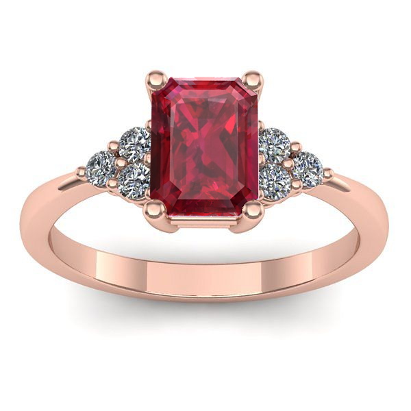 Inel cu rubin dreptunghiular