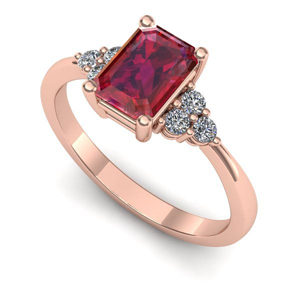 Inel de logodna din aur roz cu rubin