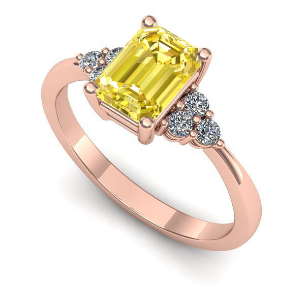 Inel din aur roz cu safir galben