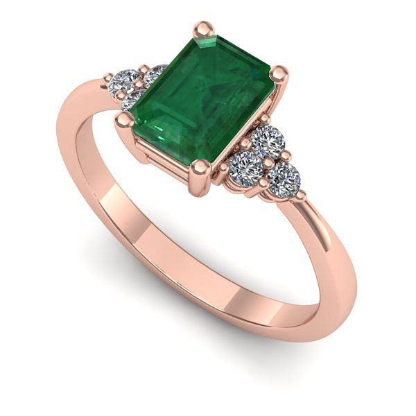 Inel logodna din aur roz cu smarald