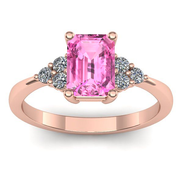 Inel de logodna cu safir roz dreptunghiular